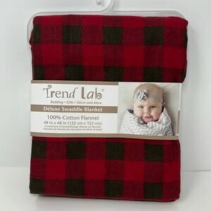 Red and Brown Checkered Deluxe Baby Swaddle Blanket NEW